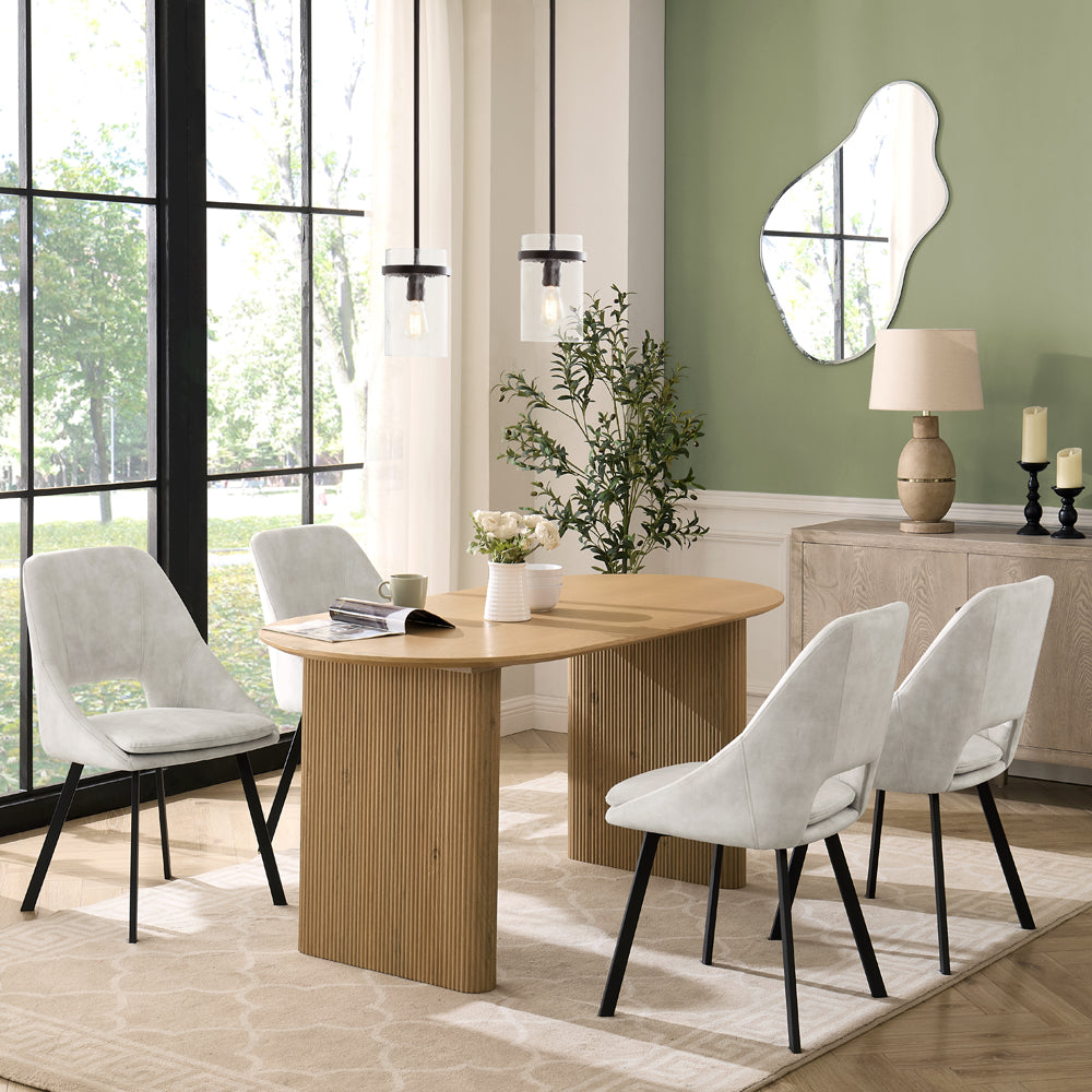 Tokyo Japandi Wooden Table Dining Set with Dining Chairs