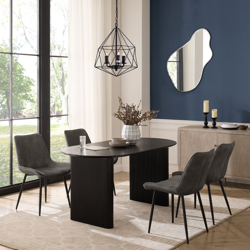 Tokyo Japandi Wooden Table Dining Set with Dining Chairs