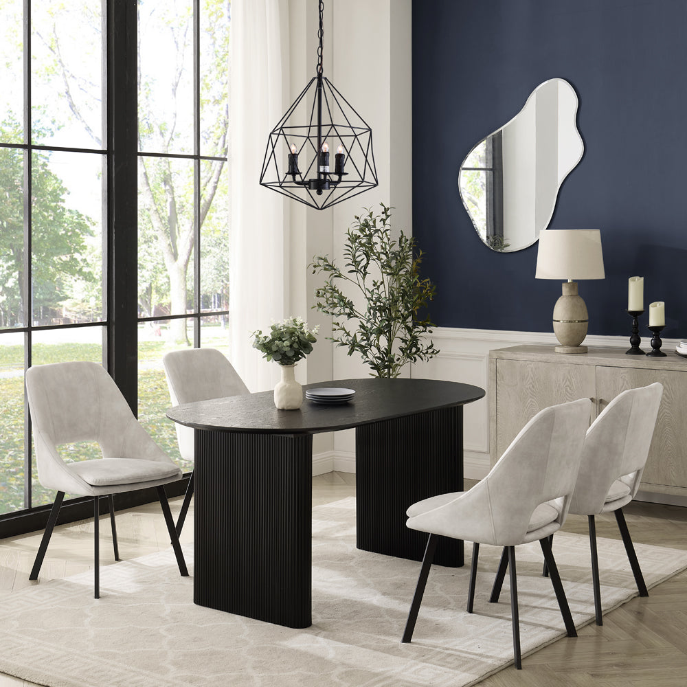 Tokyo Japandi Wooden Table Dining Set with Dining Chairs