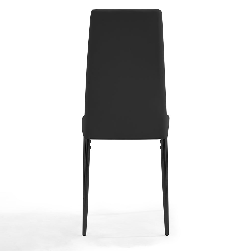 Sarah Faux Leather Dining Chair Set of 4, Black with Black Legs