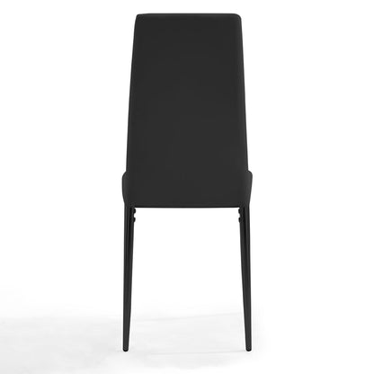 Sarah Faux Leather Dining Chair Set of 4, Black with Black Legs