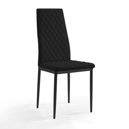 Sarah Faux Leather Dining Chair Set of 4, Black with Black Legs