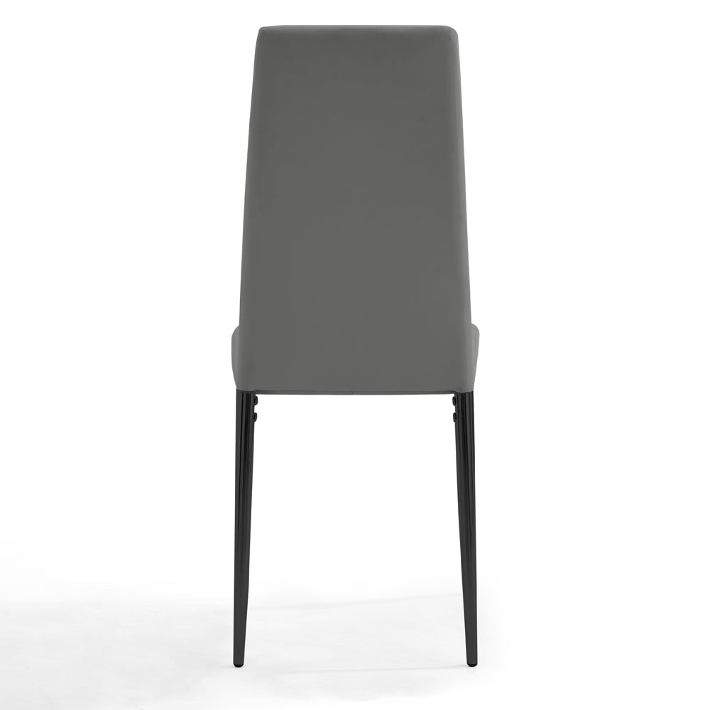 Sarah Faux Leather Dining Chair Set of 4, Grey with Black Legs