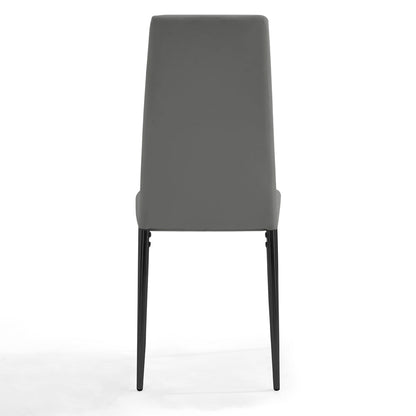 Sarah Faux Leather Dining Chair Set of 4, Grey with Black Legs