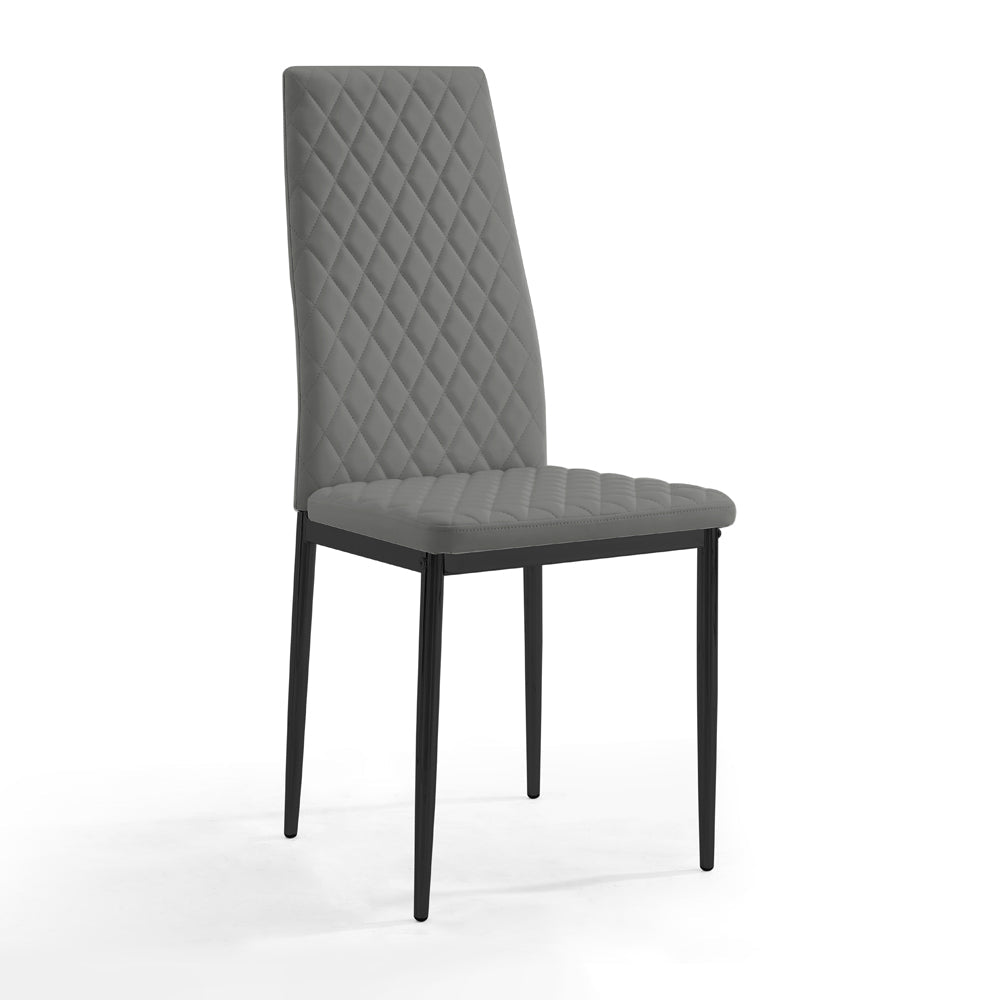 Sarah Faux Leather Dining Chair Set of 4, Grey with Black Legs