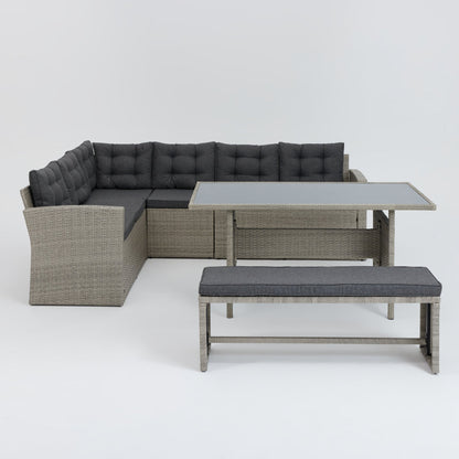 Madeira 4 Piece Garden Corner Set with Cover - Grey