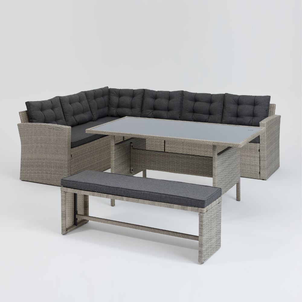 Madeira 4 Piece Garden Corner Set with Cover - Grey