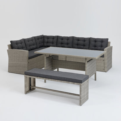 Madeira 4 Piece Garden Corner Set with Cover - Grey