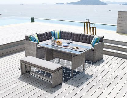 Madeira 4 Piece Garden Corner Set with Cover - Grey