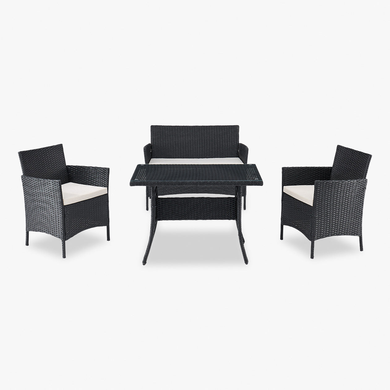 Calla 4 Piece Garden Dining Set with Cover - Black