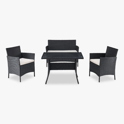 Calla 4 Piece Garden Dining Set with Cover - Black