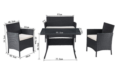 Calla 4 Piece Garden Dining Set with Cover - Black