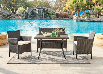 Calla 4 Piece Garden Dining Set with Cover - Black