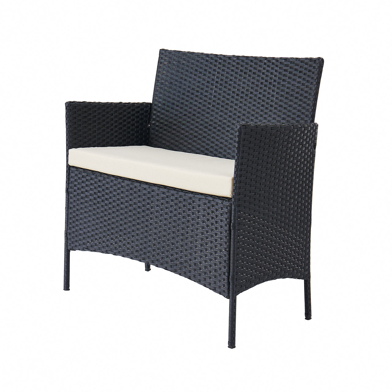 Rosa 5 Piece Garden Dining Set with Bench and Cover - Black