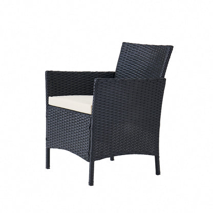 Rosa 5 Piece Garden Dining Set with Bench and Cover - Black