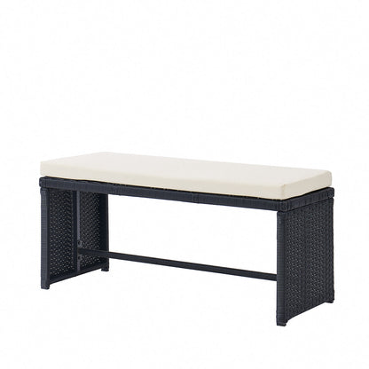 Rosa 5 Piece Garden Dining Set with Bench and Cover - Black