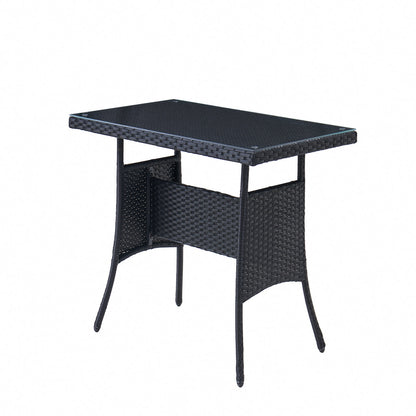 Rosa 5 Piece Garden Dining Set with Bench and Cover - Black