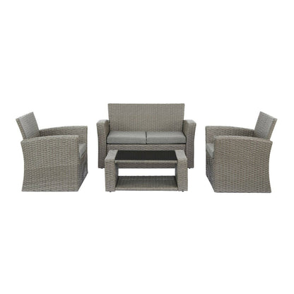 Florence 4 Piece Garden Lounger Set with Cover - Grey