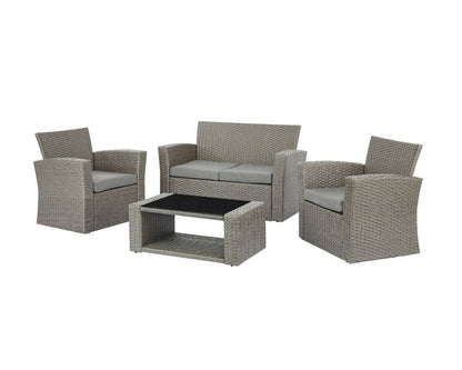 Florence 4 Piece Garden Lounger Set with Cover - Grey