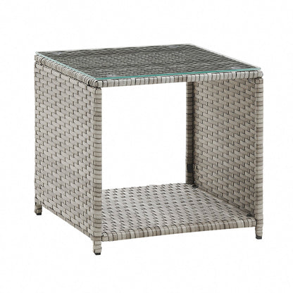 Grenada 5 Piece Garden Armchair Set with Green Cushions and Covers - Grey
