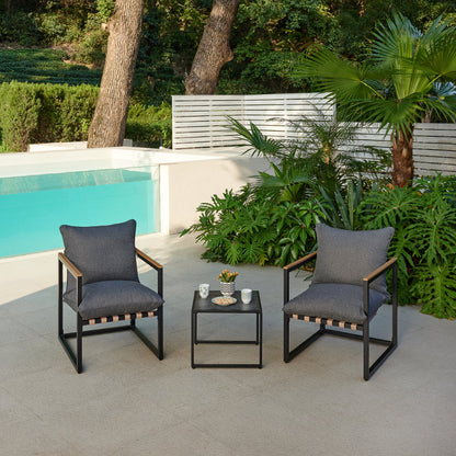 Marbella Balcony Garden Set with Cushions and Cover - Black