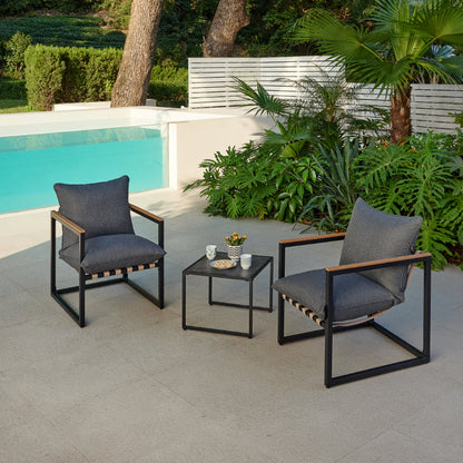 Marbella Balcony Garden Set with Cushions and Cover - Black