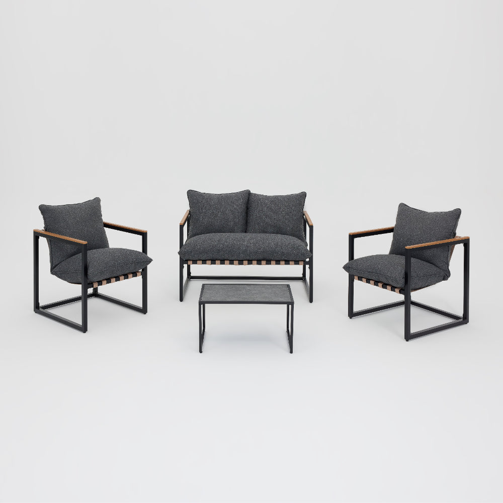 Marbella 4 Piece Garden Lounge Set and Cover - Black