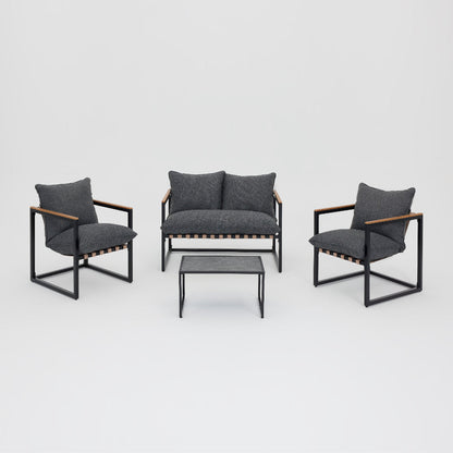 Marbella 4 Piece Garden Lounge Set and Cover - Black