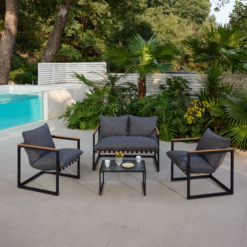 Marbella 4 Piece Garden Lounge Set and Cover - Black