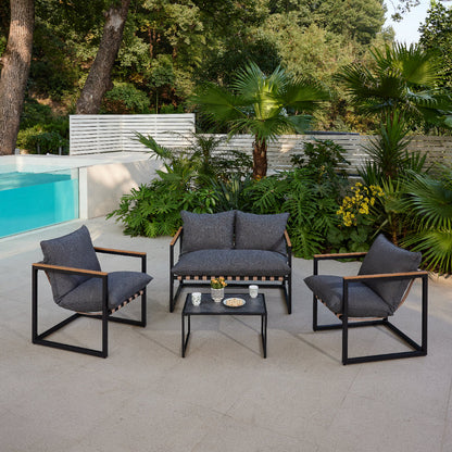 Marbella 4 Piece Garden Lounge Set and Cover - Black