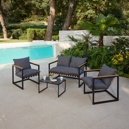 Marbella 4 Piece Garden Lounge Set and Cover - Black