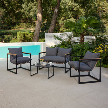 Marbella 4 Piece Garden Lounge Set and Cover - Black