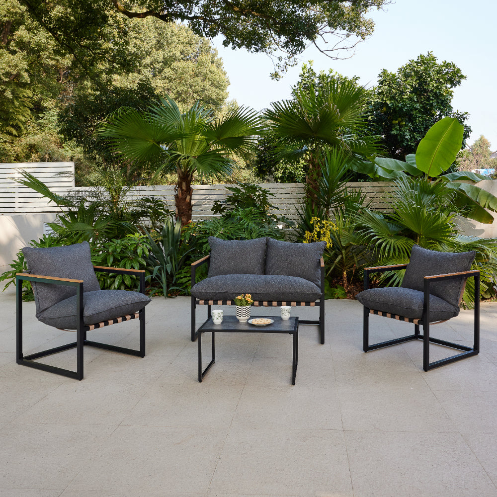 Marbella 4 Piece Garden Lounge Set and Cover - Black