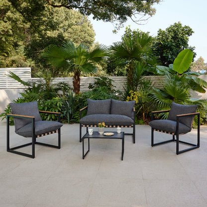Marbella 4 Piece Garden Lounge Set and Cover - Black