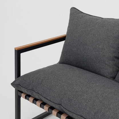 Marbella Garden Corner Set with Polywood Table, Grey Cushions and Cover - Black