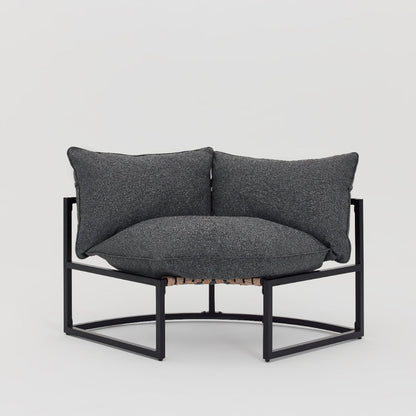 Marbella Garden Corner Set with Polywood Table, Grey Cushions and Cover - Black