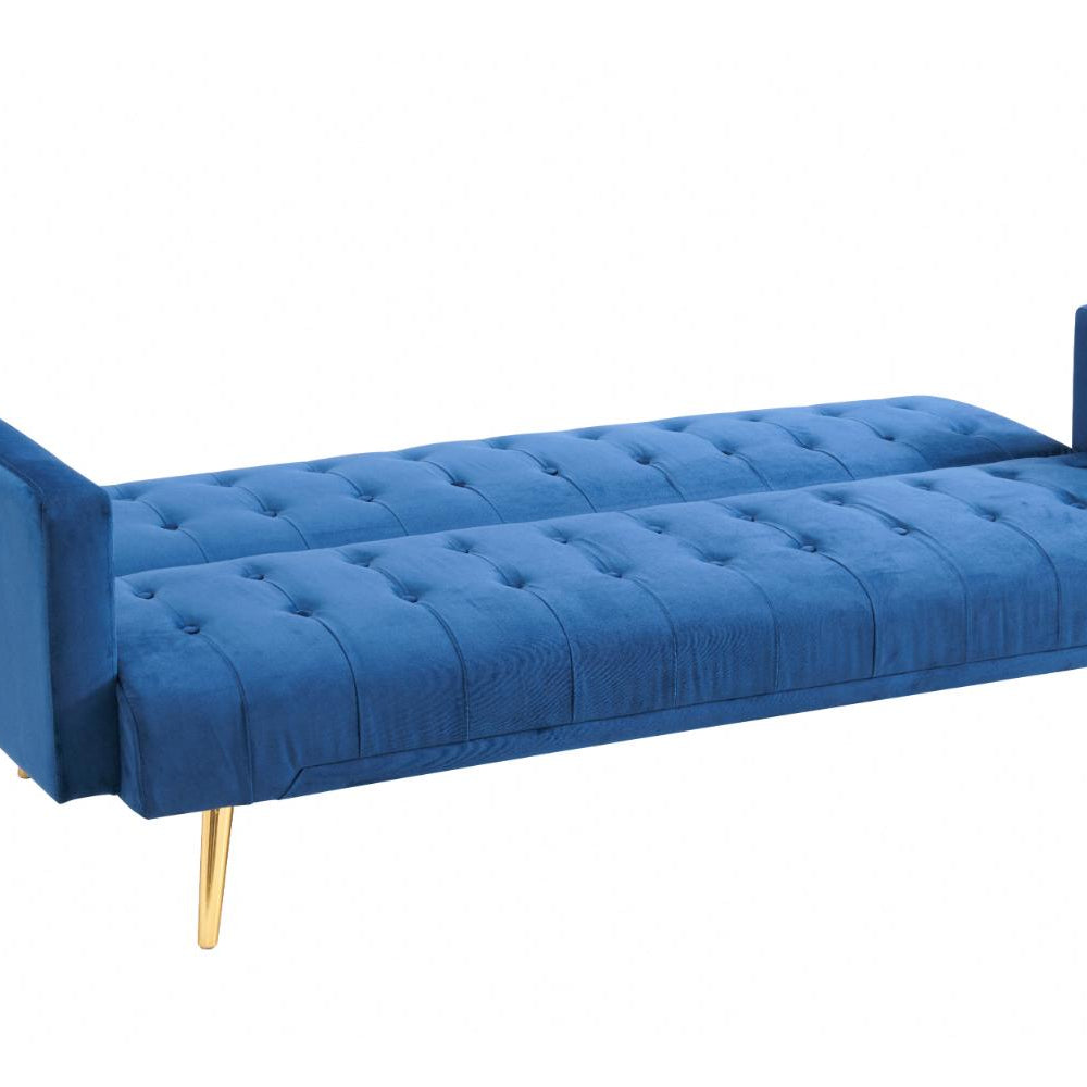 Salisbury V2 Blue Velvet Sofabed with Golden Metal Legs