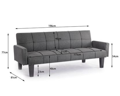 Levine Dark Grey Fabric 3 Seater Sofabed