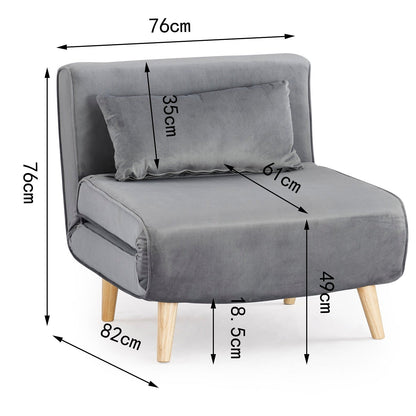 Valley Single Futon Sofa Bed - Grey Velvet