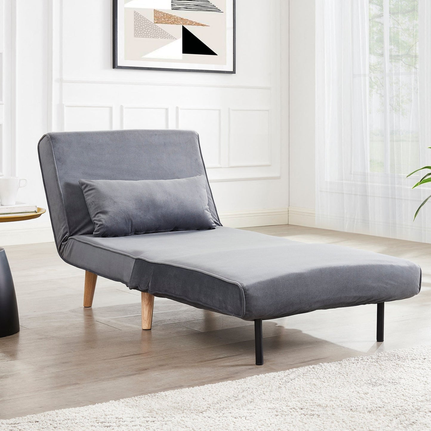 Valley Single Futon Sofa Bed - Grey Velvet