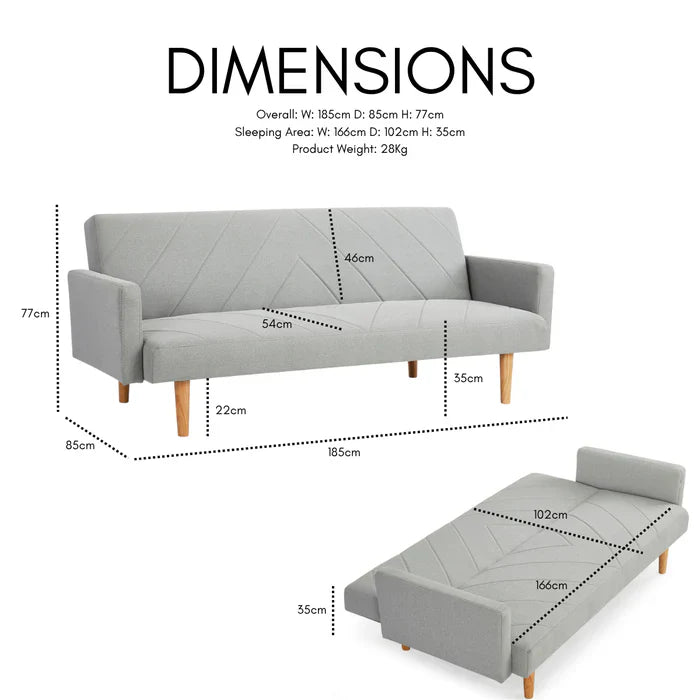 Alexs Dark Grey Fabric Sofa Bed