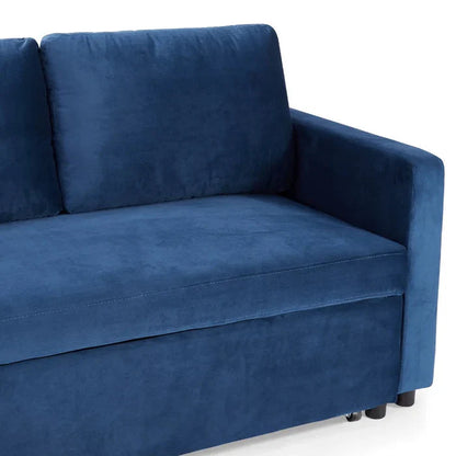 Oliver 3 Seater Reversible Chaise Sofa Bed - Blue Velvet
