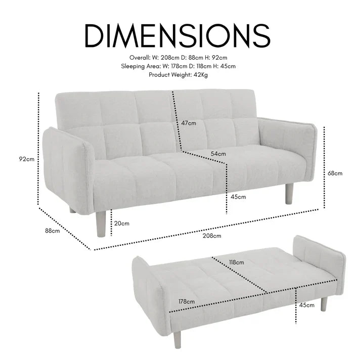 Jemma Sage Green Chenille Fabric Sofa Bed