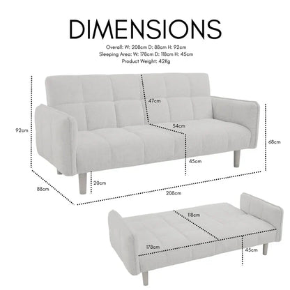 Jemma Sage Green Chenille Fabric Sofa Bed