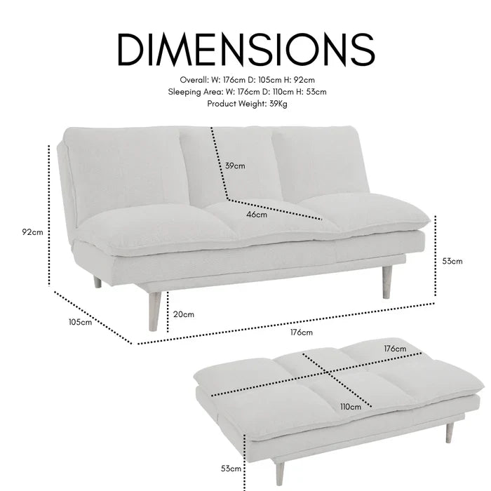 Melody Grey Linen Fabric Sofa Bed