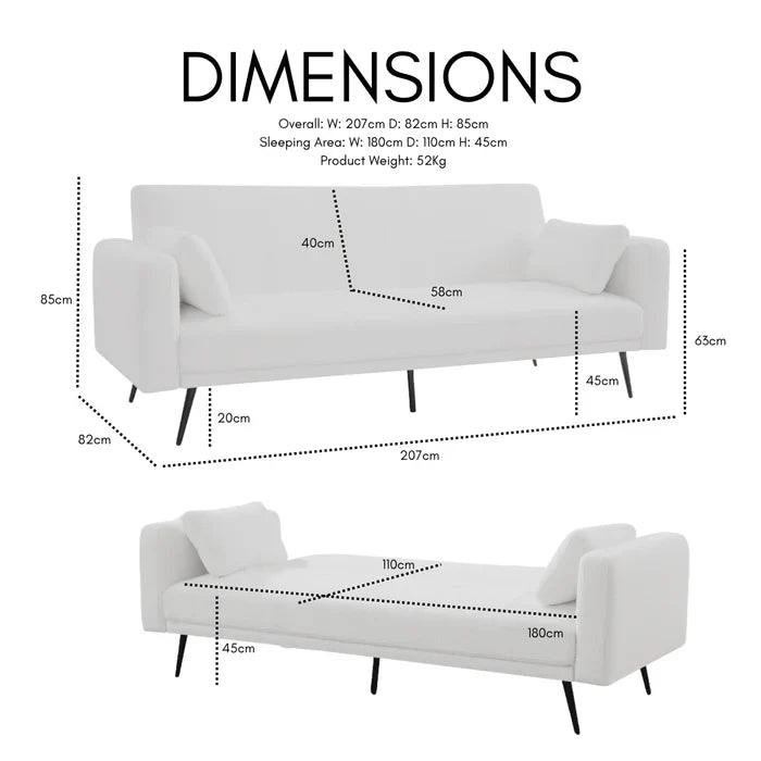 Tyler Beige Cord Sofa Bed