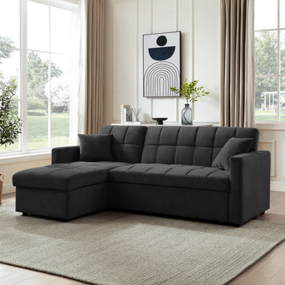 Kayla Pull-Out Sofa Bed With Reversible Storage Chaise, Charcoal Linen
