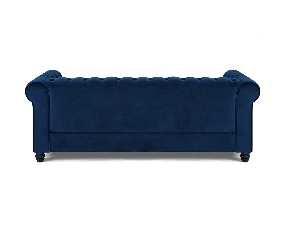 Harper Chesterfield Studded Blue Velvet 3 Seater Sofa