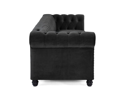 Harper Chesterfield Studded Black Velvet 3 Seater Sofa
