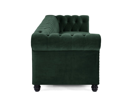 Harper Chesterfield Studded 3+2 Fabric Sofa- Green Velvet